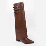 Antonia Triple-Buckle Vegan Leather Knee-High Boots