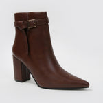 Blanche Pointed Toe Ankle Boots with Buckle Detail