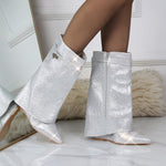 Bronte Rhinestone Fold-over Ankle Boots