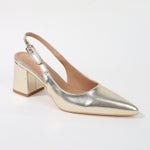 Cai Patent Block Heel Slingback Pumps