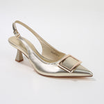 Celestine Patent Pointed Slingback Heels with Oversized Buckle