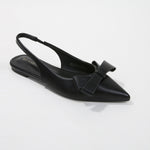 Cinnamon Vegan Leather Slingback Flats with Bow Detail