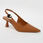 Felina Pointed Toe Slingback Pumps with Gold Ornament