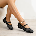 Freda Rhinestone Mesh Mary Jane Flats