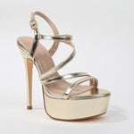 Galia Strappy Platform Stiletto Heels in Patent Leather