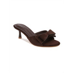 Giddy Suede Bow Slip-On Mule Heels