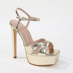 Giuliana Crisscross Straps Glossy Platform Heels