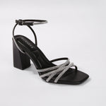 Hailie Rhinestone Strappy Block Heels