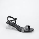 Hallie Rhinestone Clear Block Heel Sandals