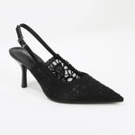 Hertha Lace Pointed Toe Slingback Heels