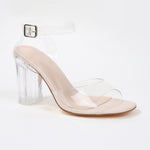 Navi Clear Strap Block Heels