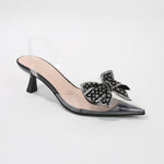 Ninetta Clear Slingback Heels with Crystal Bow