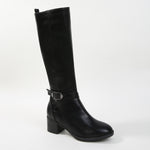Prudencia Knee-High Riding Boots with Buckle Strap Detail