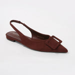 Rossana Suede Slingback Flats with Oversized Suede Buckle