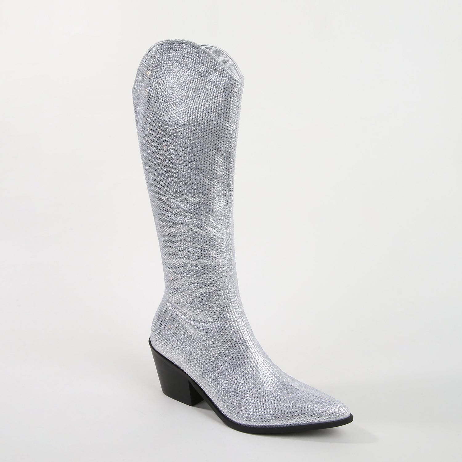 Aanika Silver Shimmer Rhinestone Western Boots