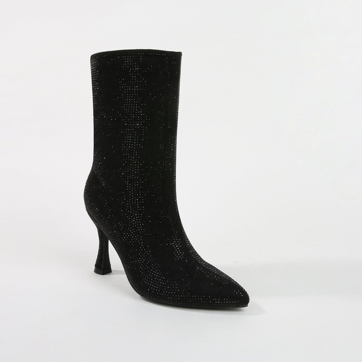 Ace Black Rhinestone Party Mid-Calf Boots