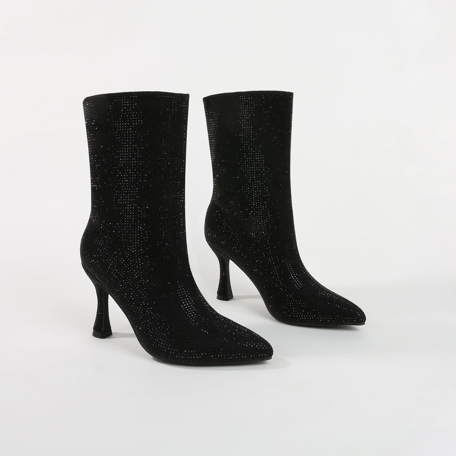 Ace Black Rhinestone Party Mid-Calf Boots