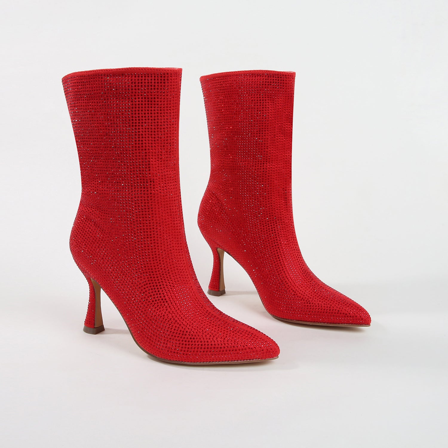 Ace Red Rhinestone Party Mid-Calf Boots