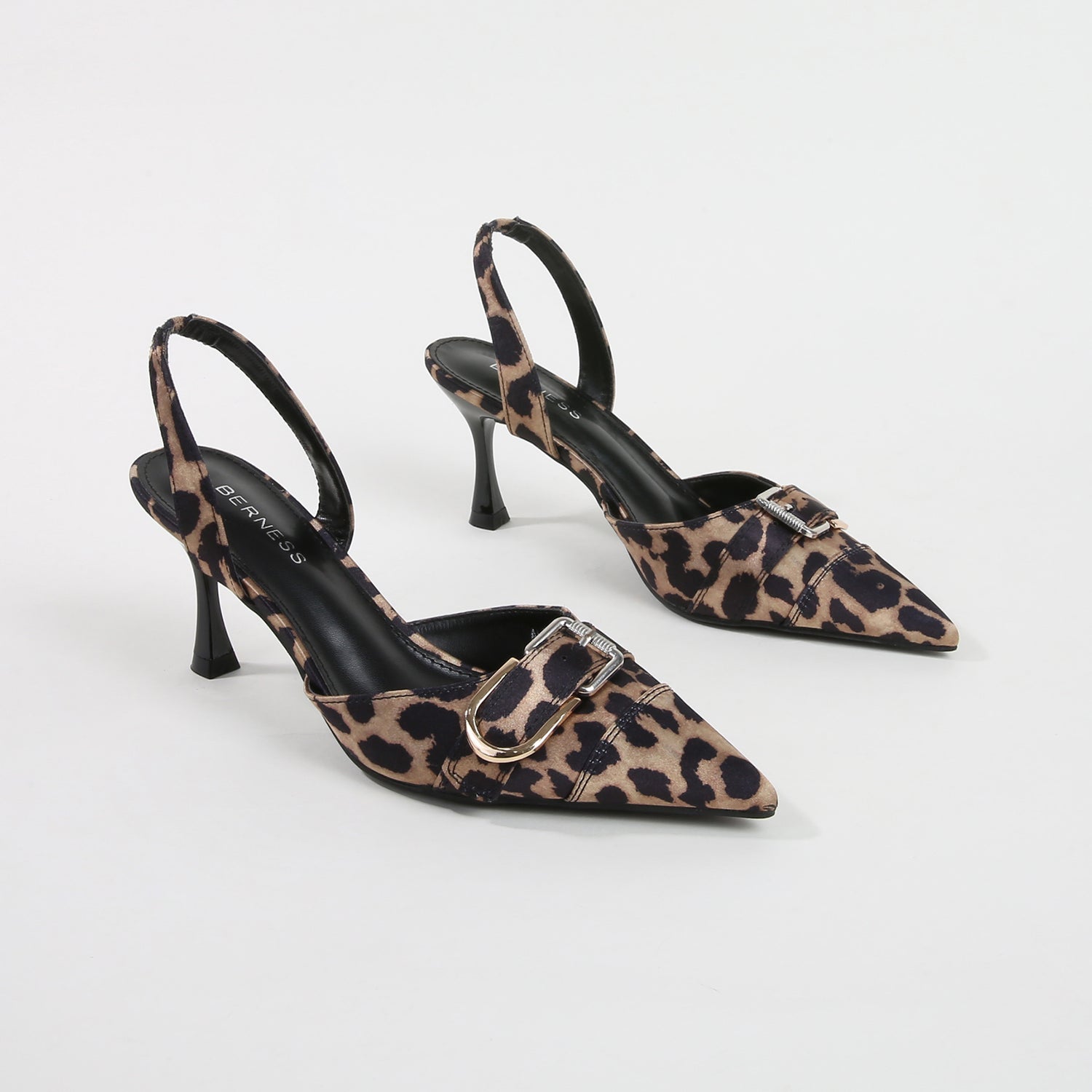 Alexa Leopard Print Buckle Slingback Heels