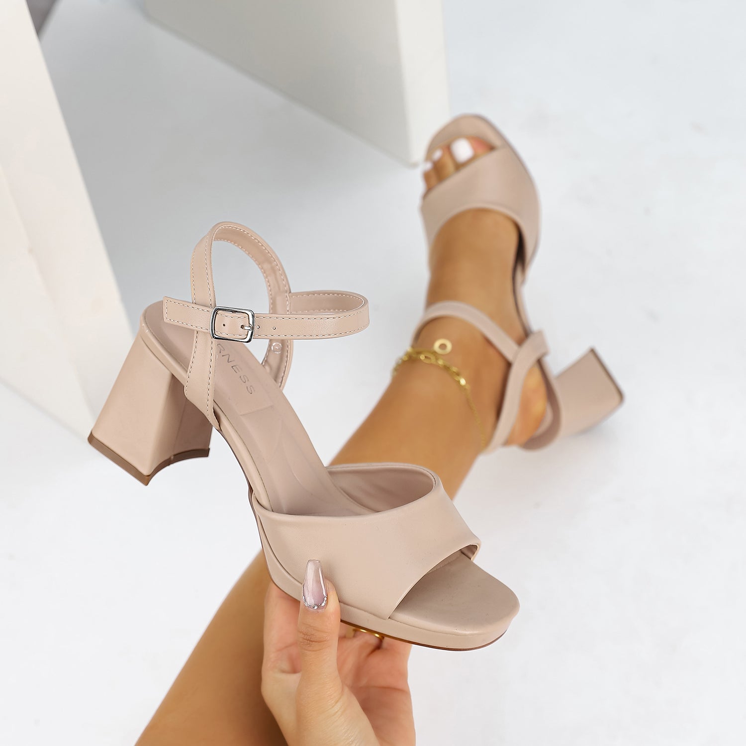 Amos Faux Leather Platform Block Heels
