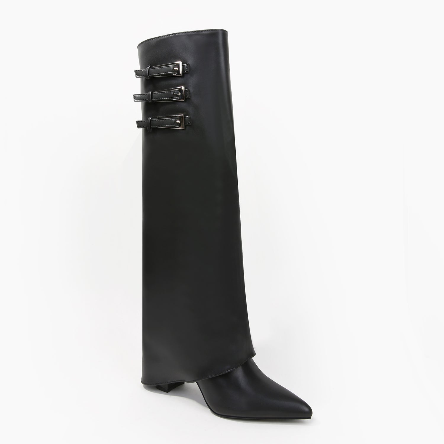 Antonia Triple-Buckle Vegan Leather Knee-High Boots