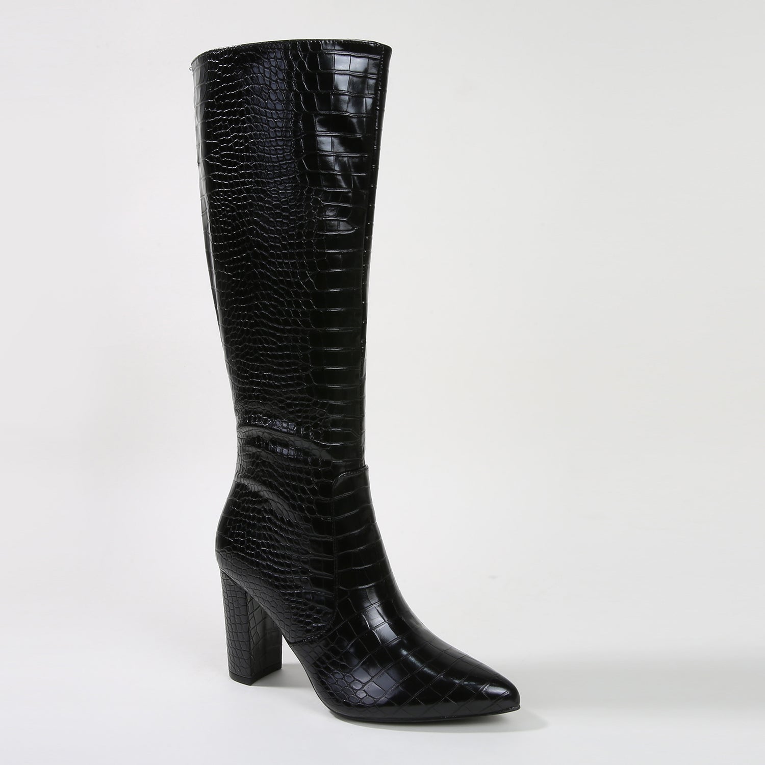 Aster Fierce Croc Embossed Knee High Boots