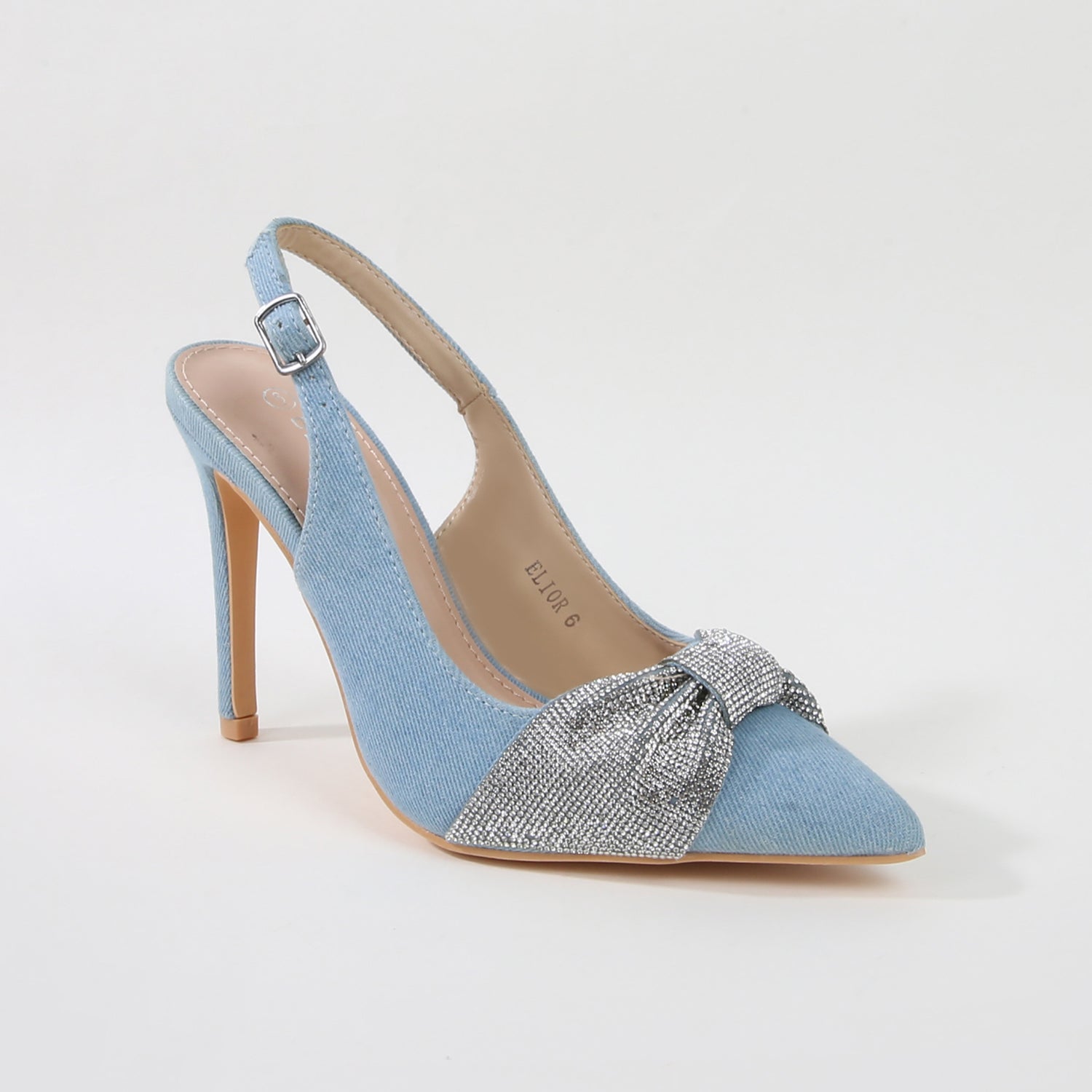 Elior Slingback Heels with Glitter Bow Accent