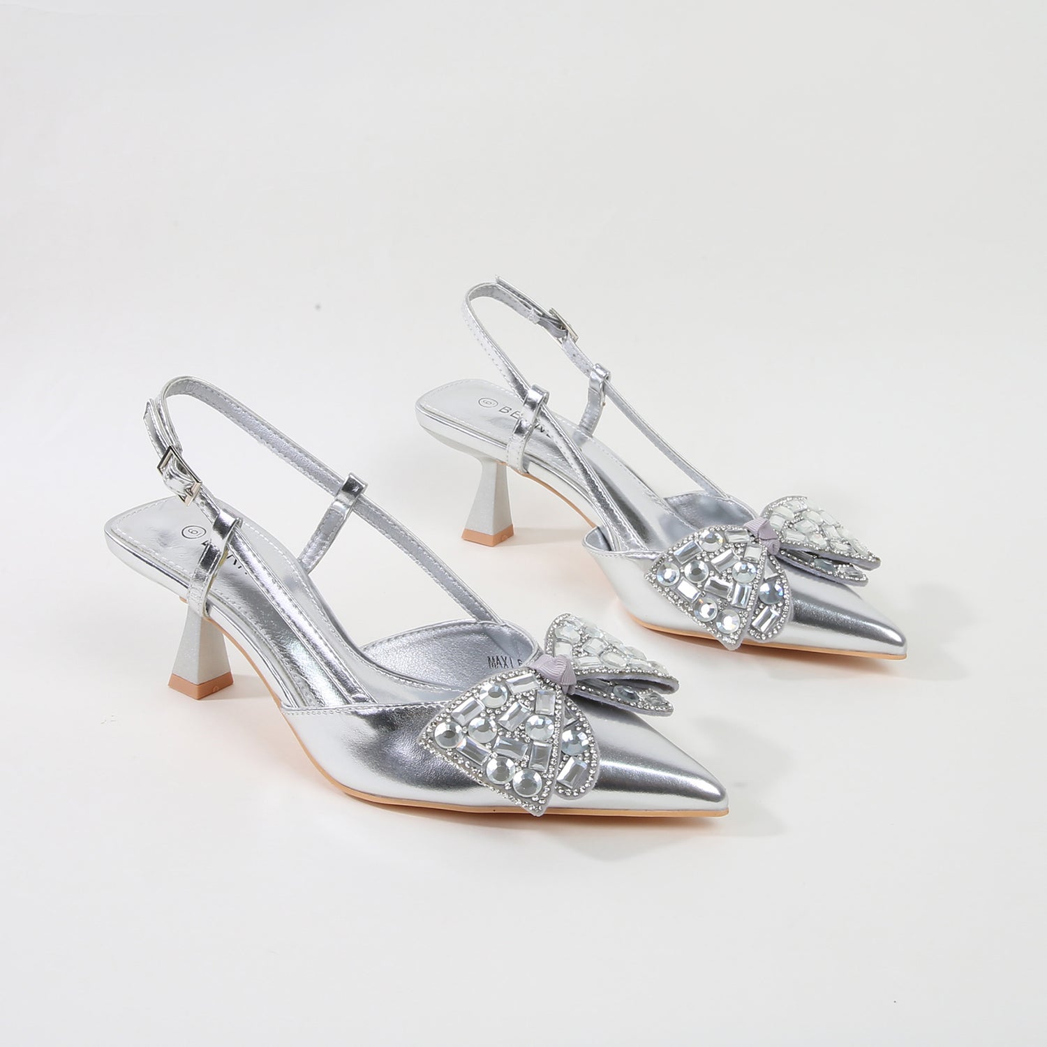 Maxi Rhinestone Bow Slingback Heels