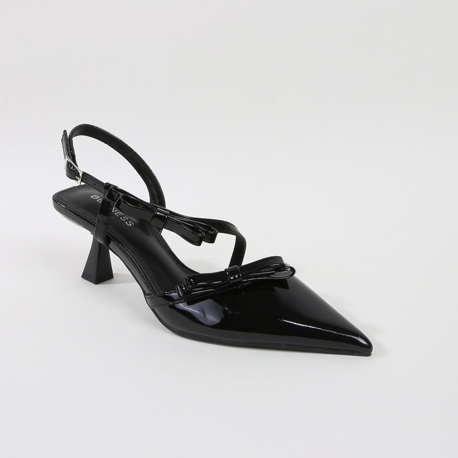 Odaliz Patent Leather Slingback Pump Heels with Bow Detail