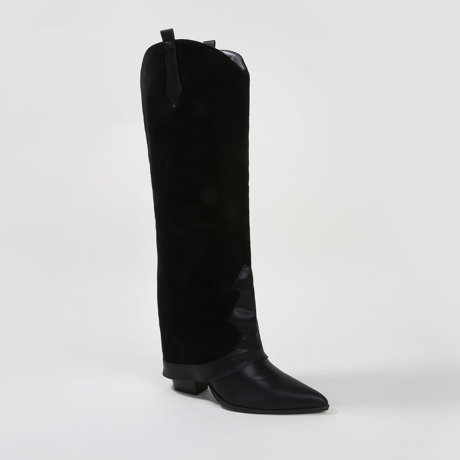 Brandy Suedette Foldover Knee High Boots