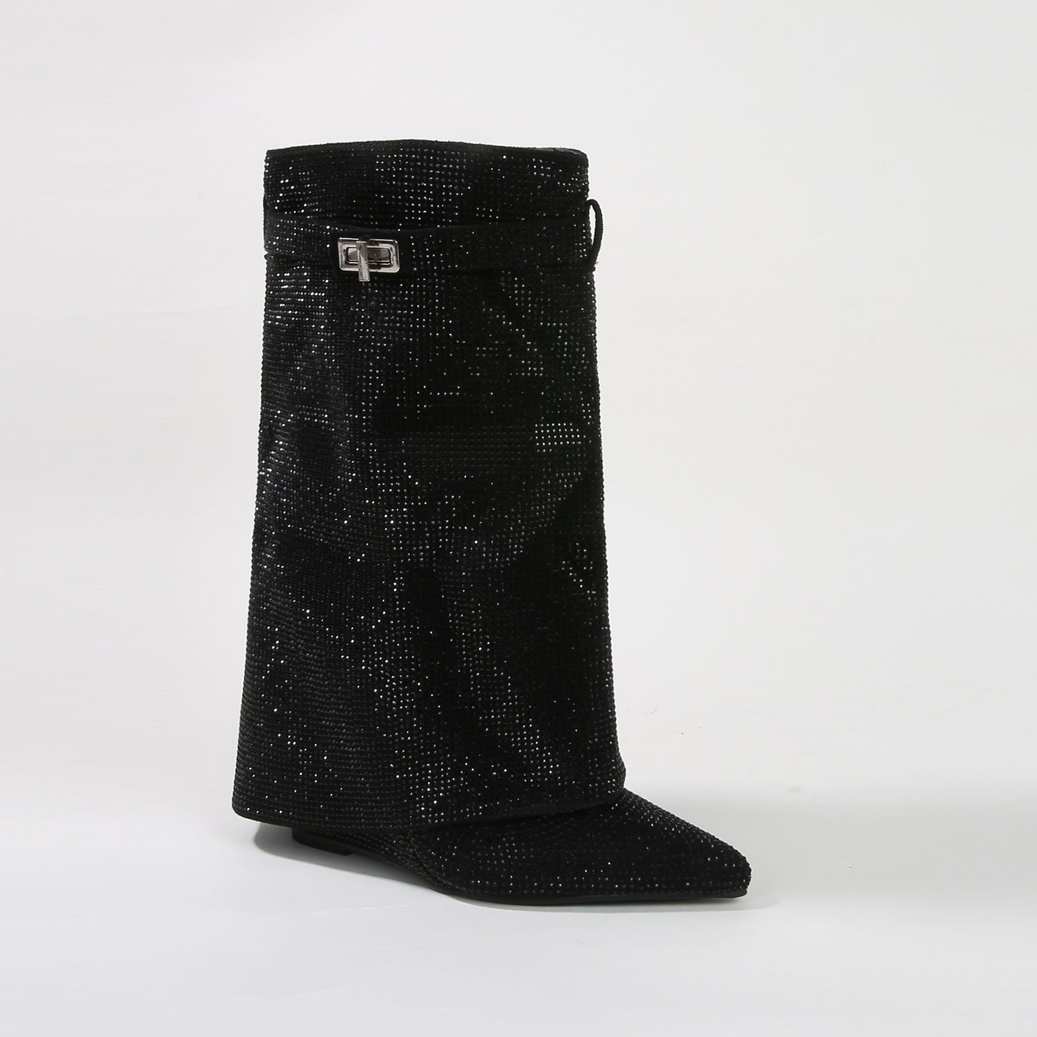 Bronte Rhinestone Fold-over Ankle Boots