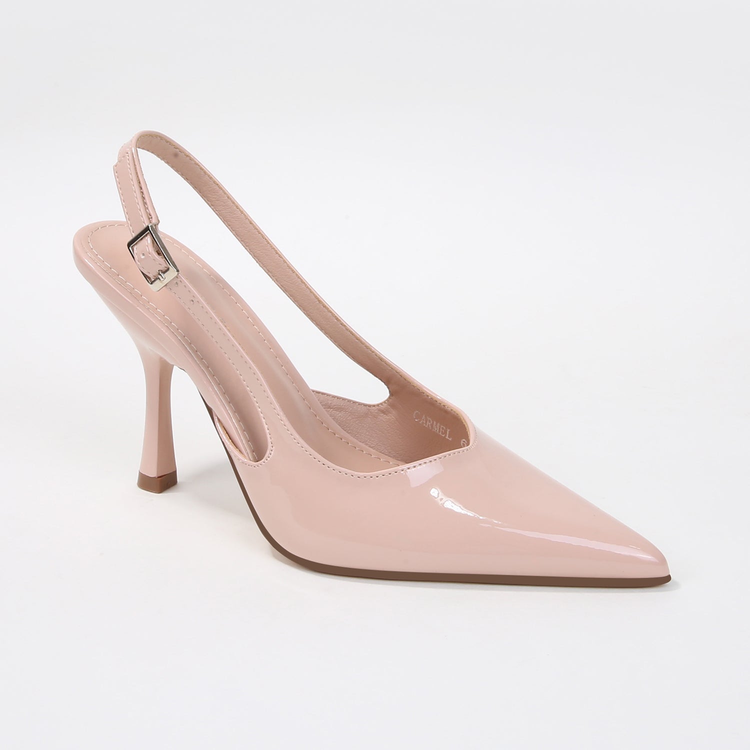 Carmel Patent Pointed Toe Stiletto Slingback Heels