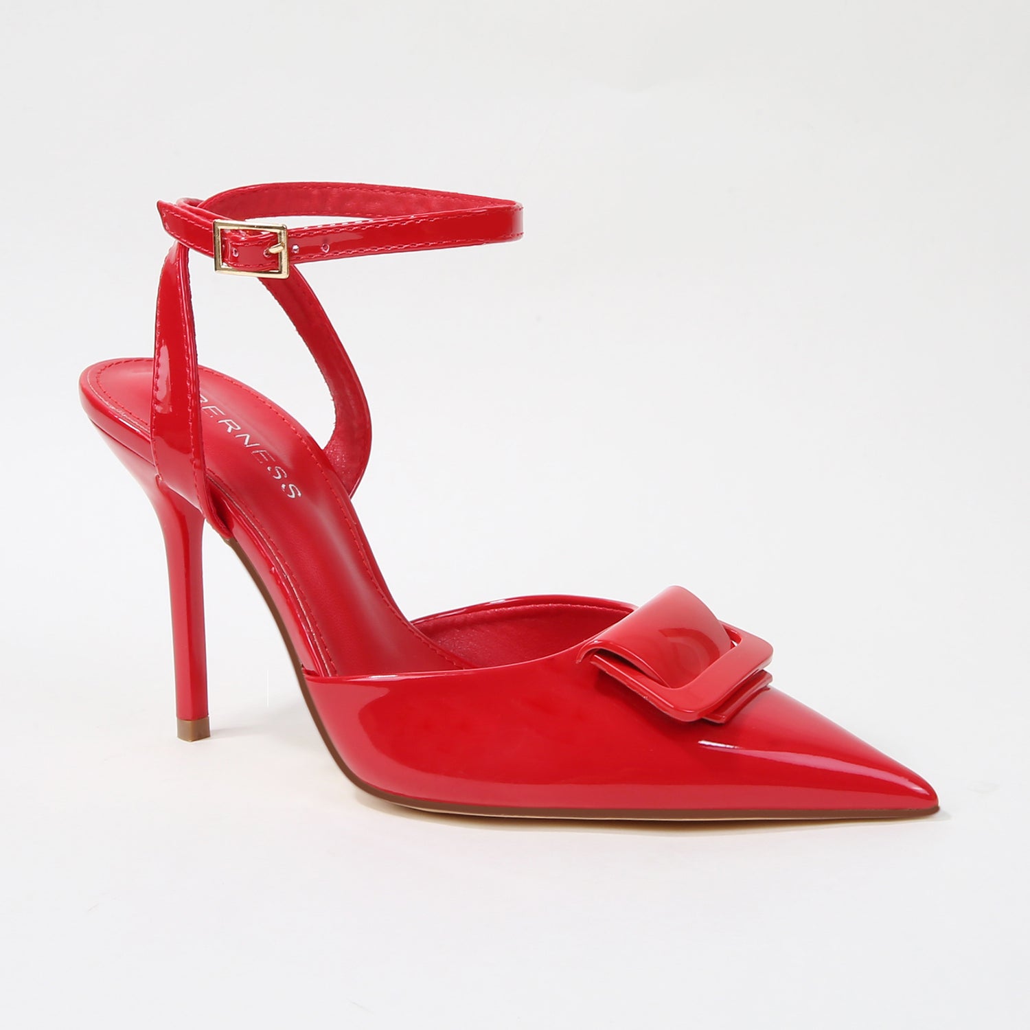 Cindee Patent Buckle Pointed Toe Stiletto Heels