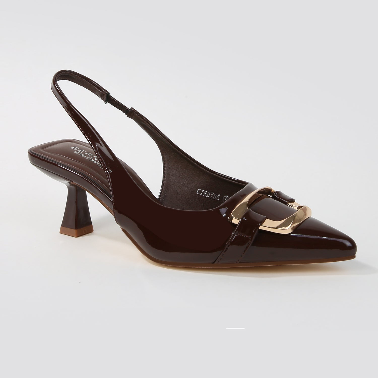 Cindy Patent Buckle Accent Slingback Pumps