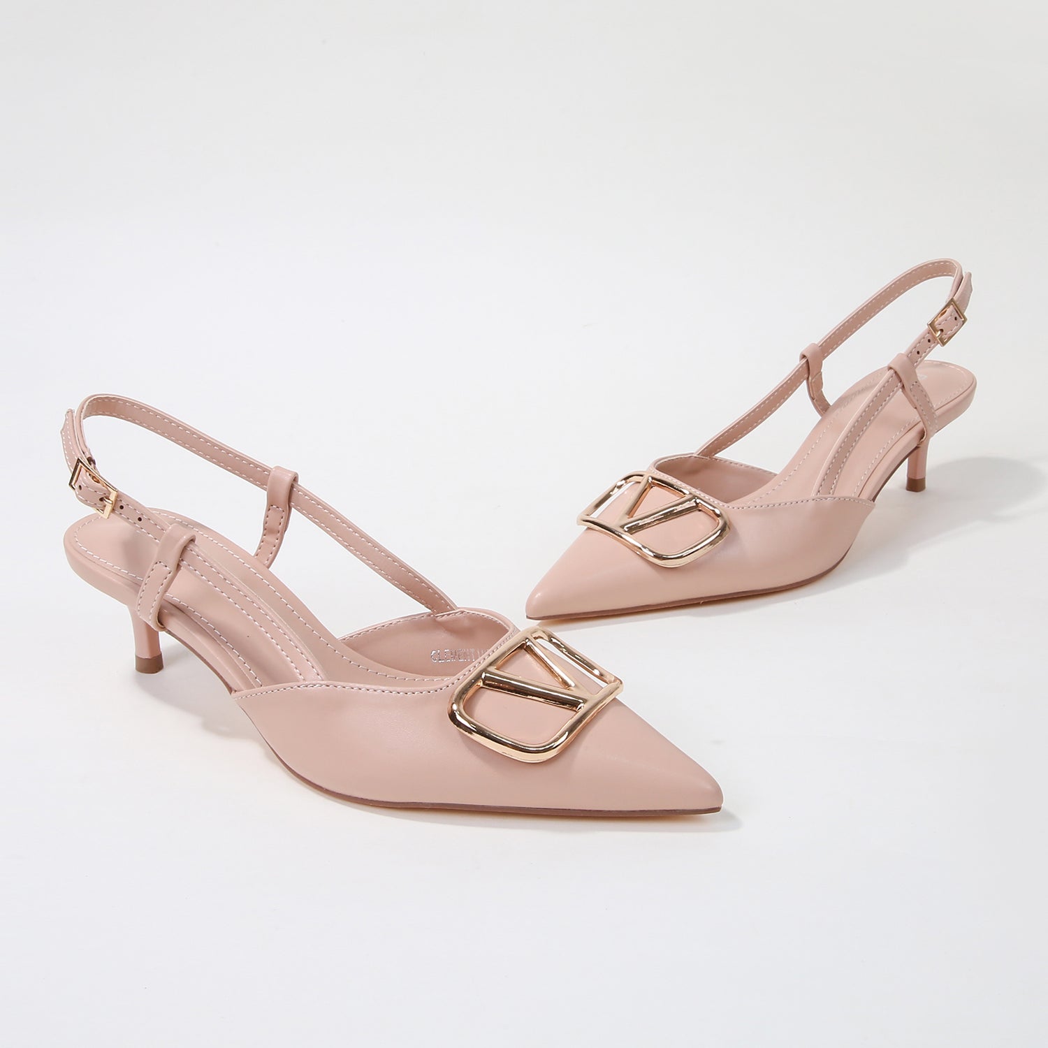 Clementine Slingback Kitten Heels with Sculpted Adornment