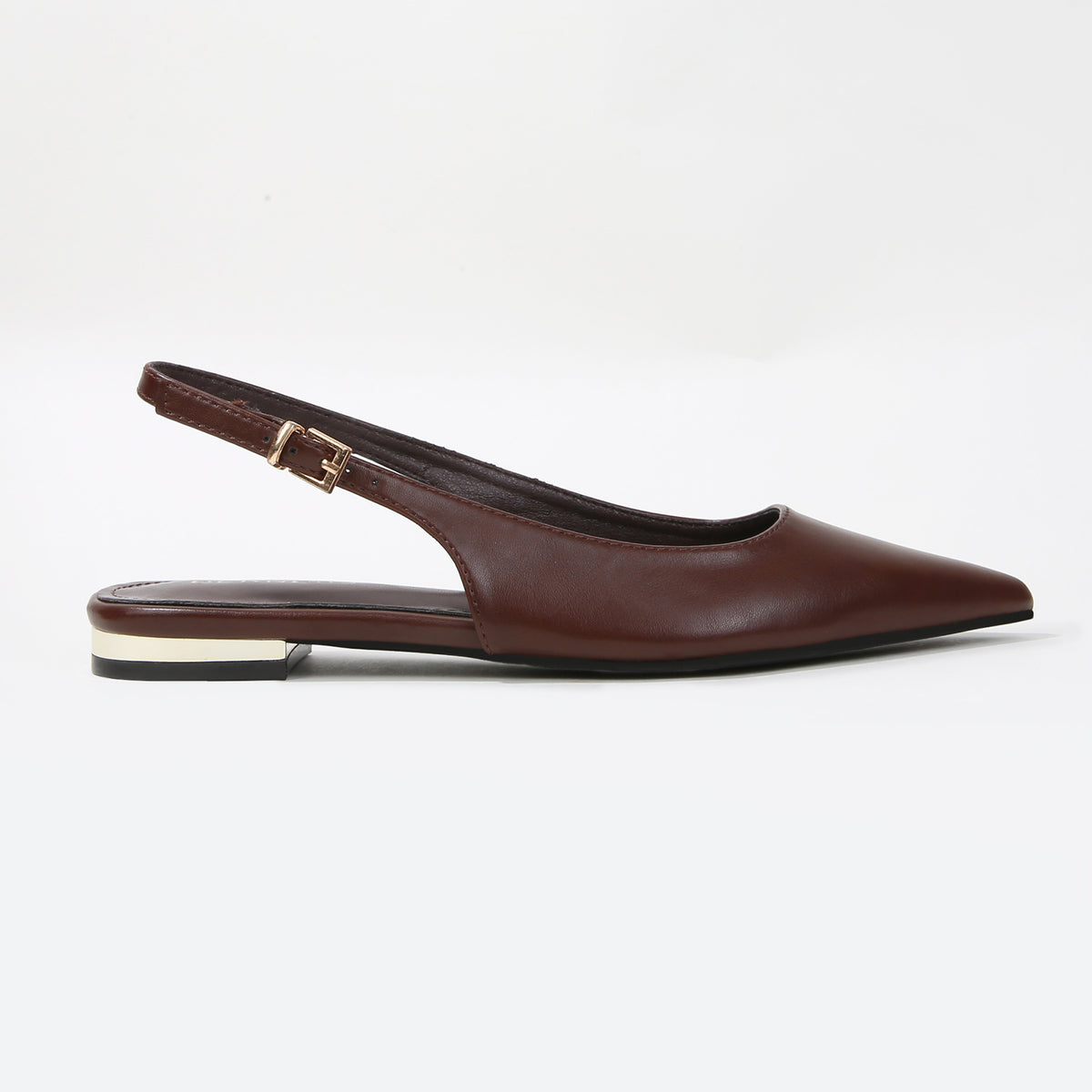 Fabia Pointed Toe Metallic Heel Slingback Flats