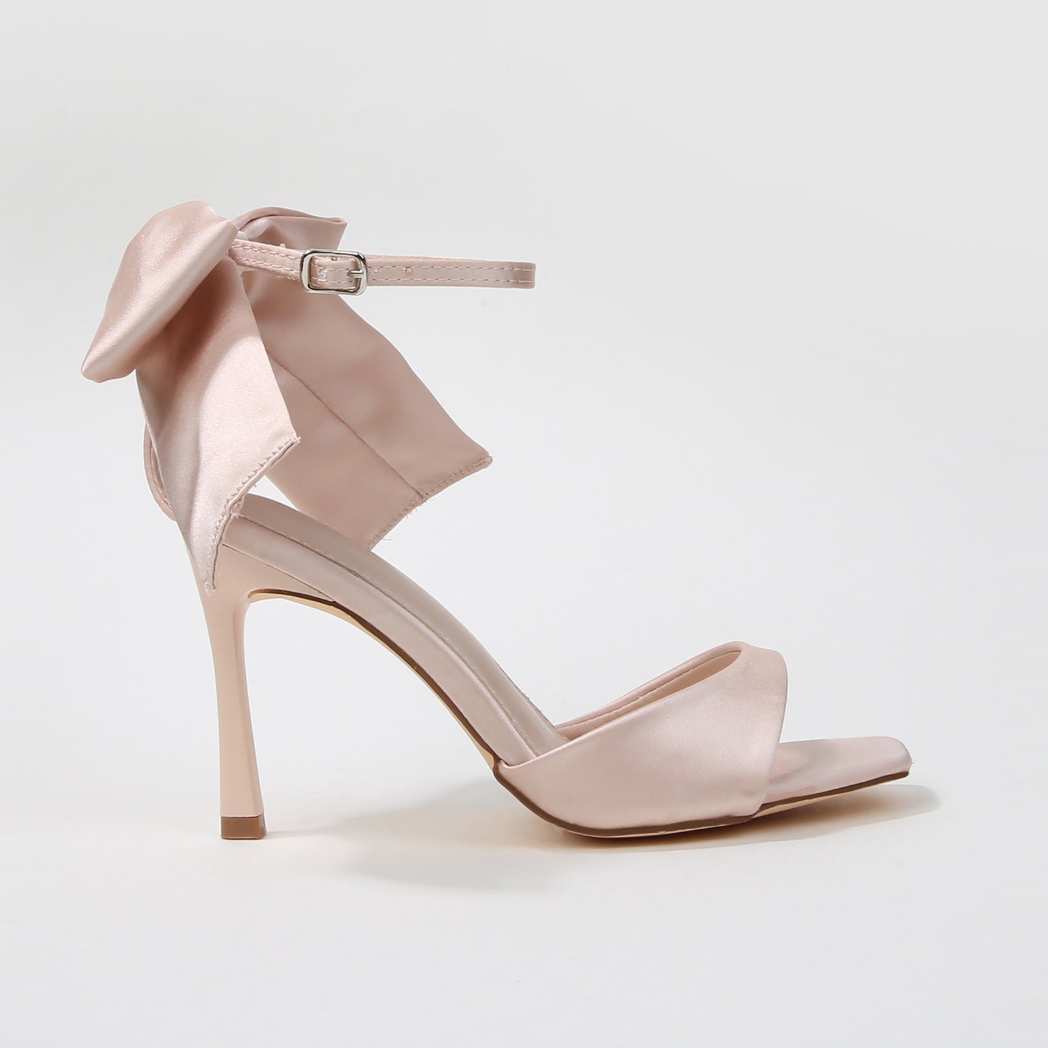 Fiorella Satin Bow Accent Square Toe Heel Sandals