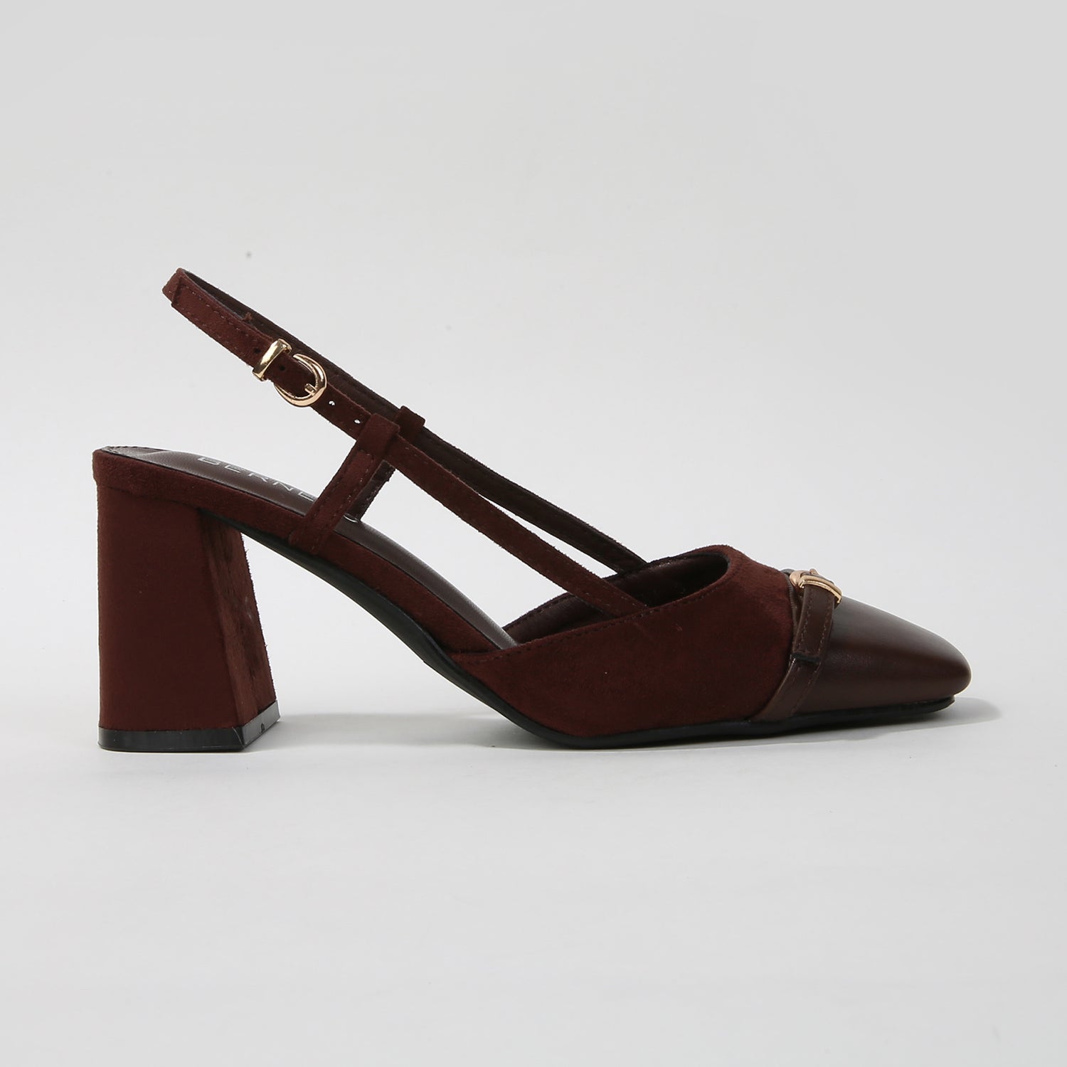 Geena Buckle Accent Slingback Block Heel Pumps
