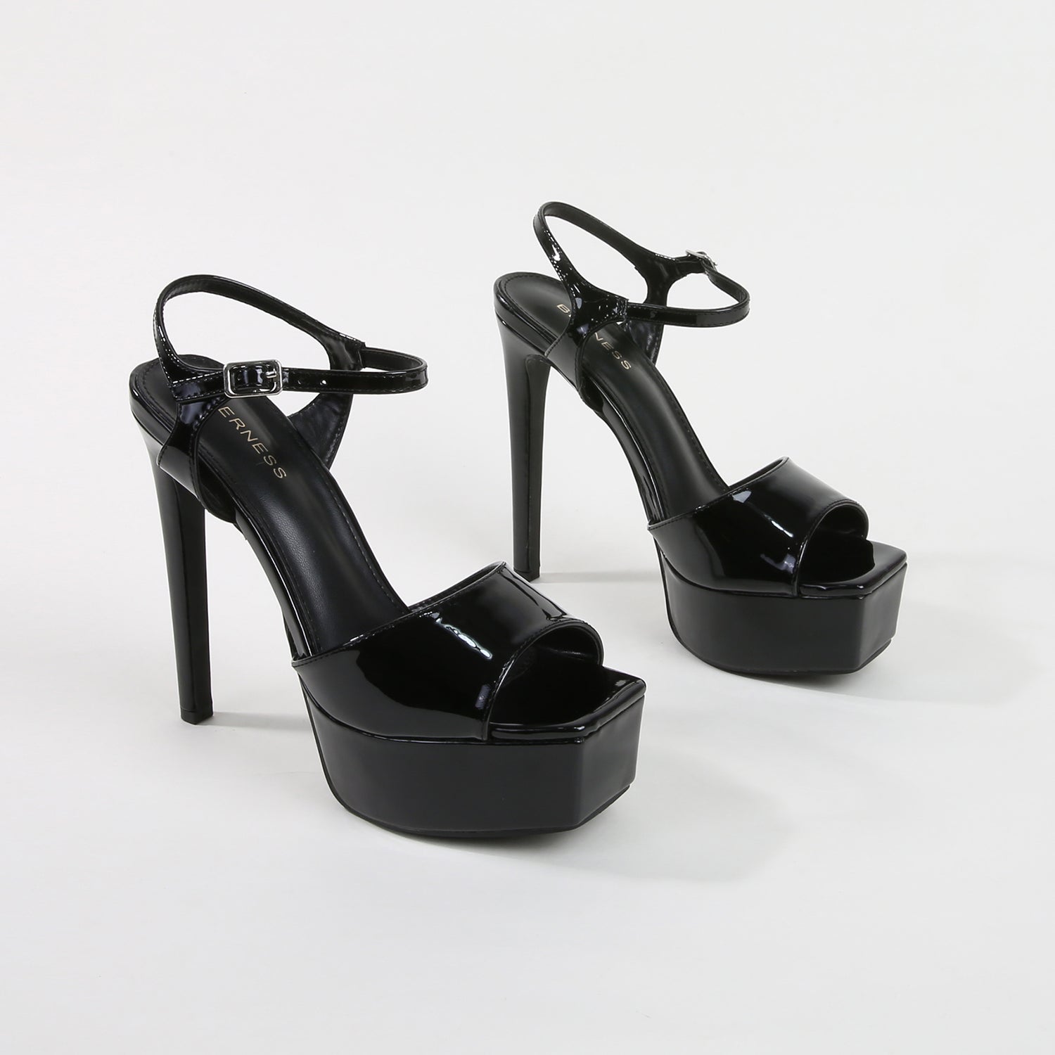 Genevieve Gloss Ankle Strap Platform Heels