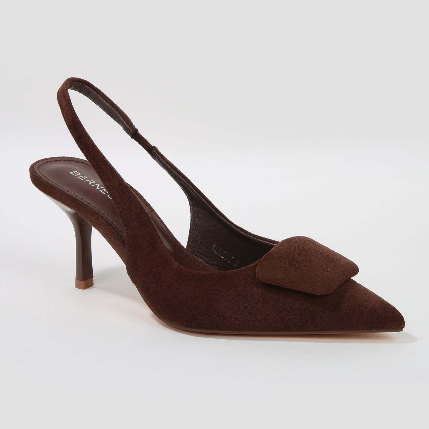Heddie Faux Suede Slingback Pointed Toe Kitten Heels