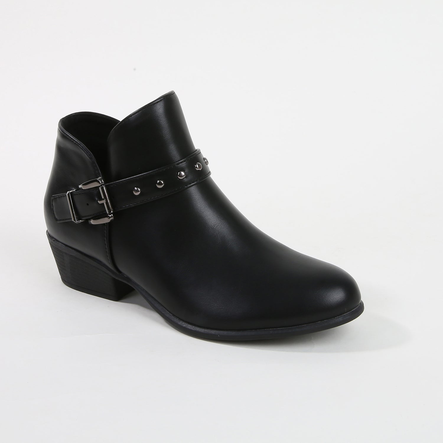 Kashvi Black Buckle Leather Ankle Boots