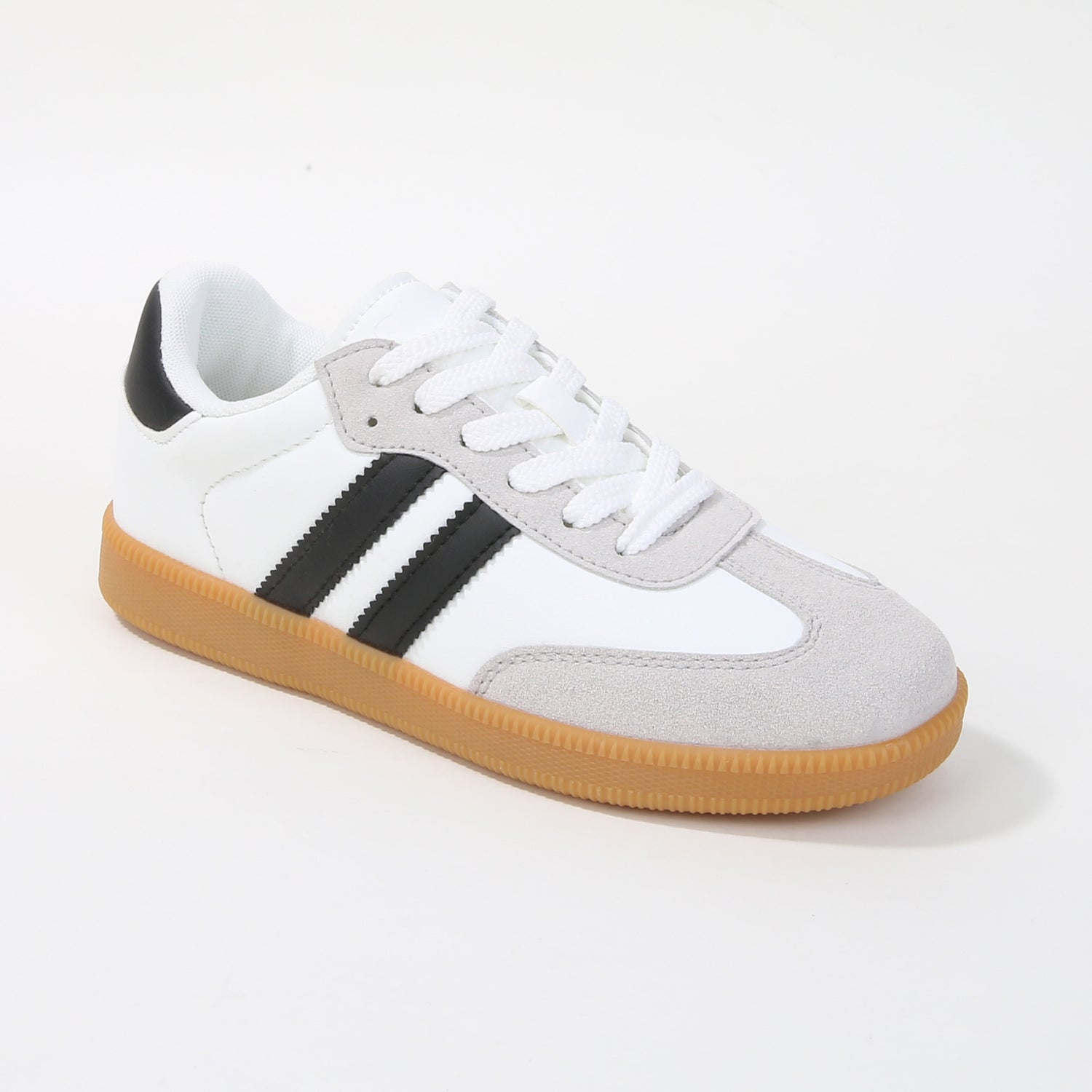 Lisa Retro Stripe Gum Sole Sneakers with Suede Accent
