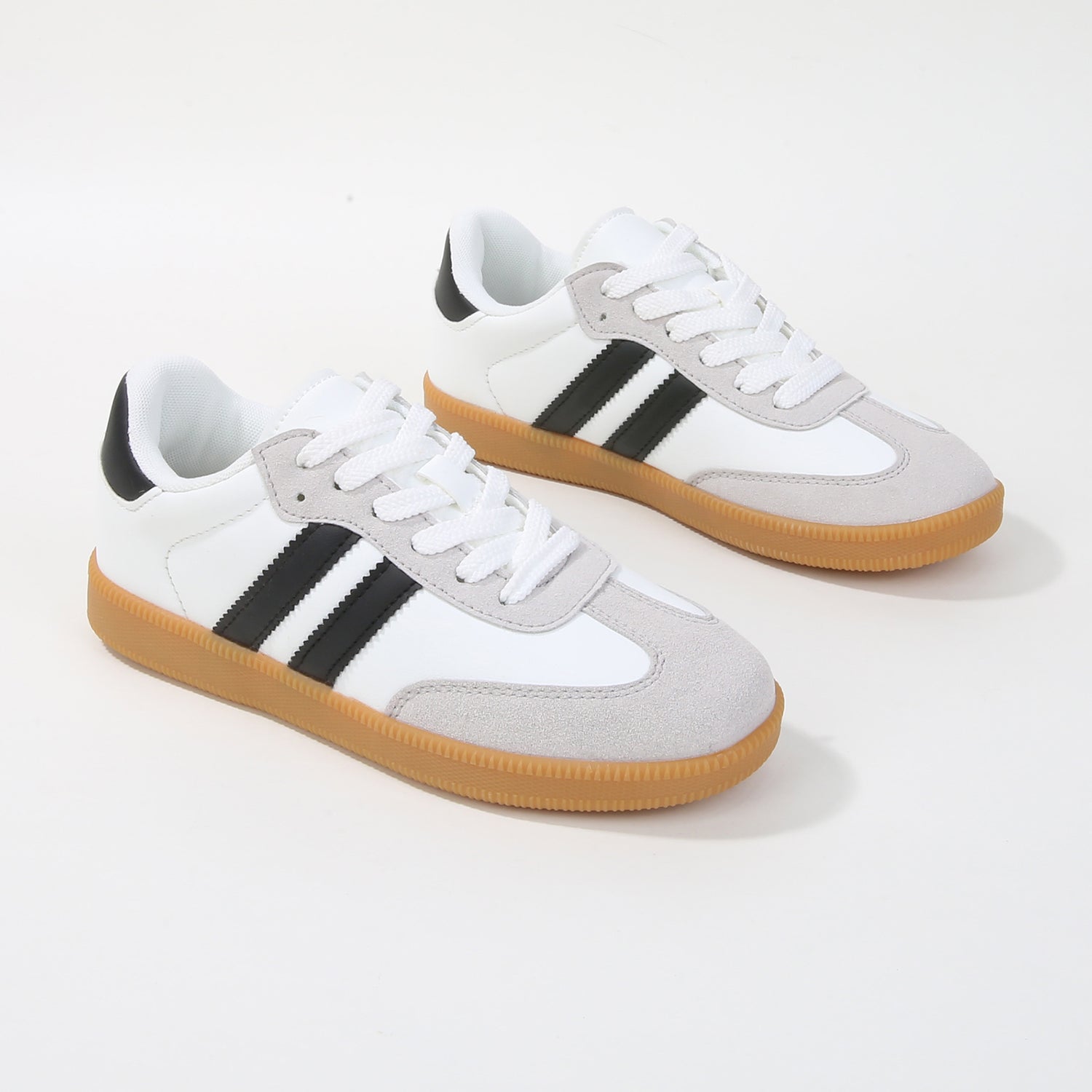 Lisa Retro Stripe Gum Sole Sneakers with Suede Accent