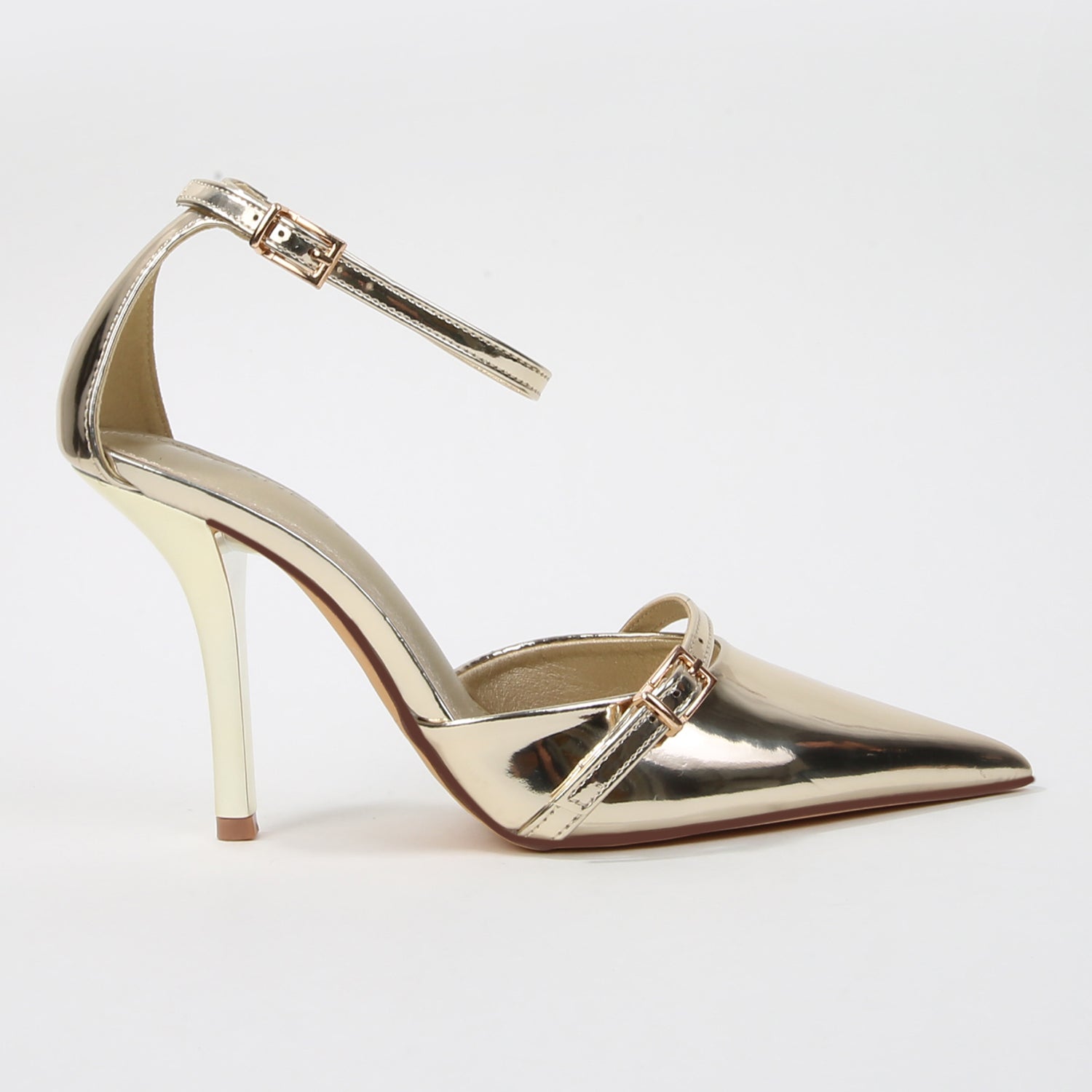 Masie Buckle Detail Front Strap Pointed Toe Pumps