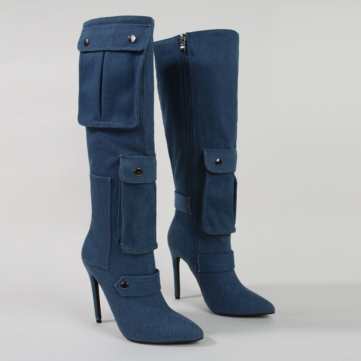 Mildred Heeled Pocket Detail Knee High Boots