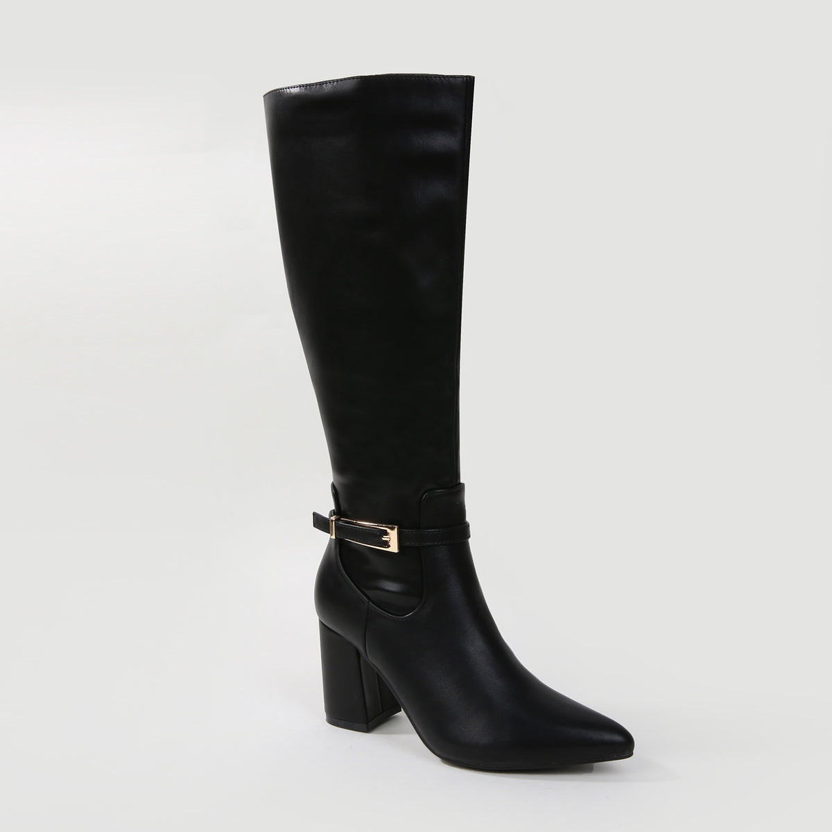 Mina Knee High Riding Boots with Buckle Accent