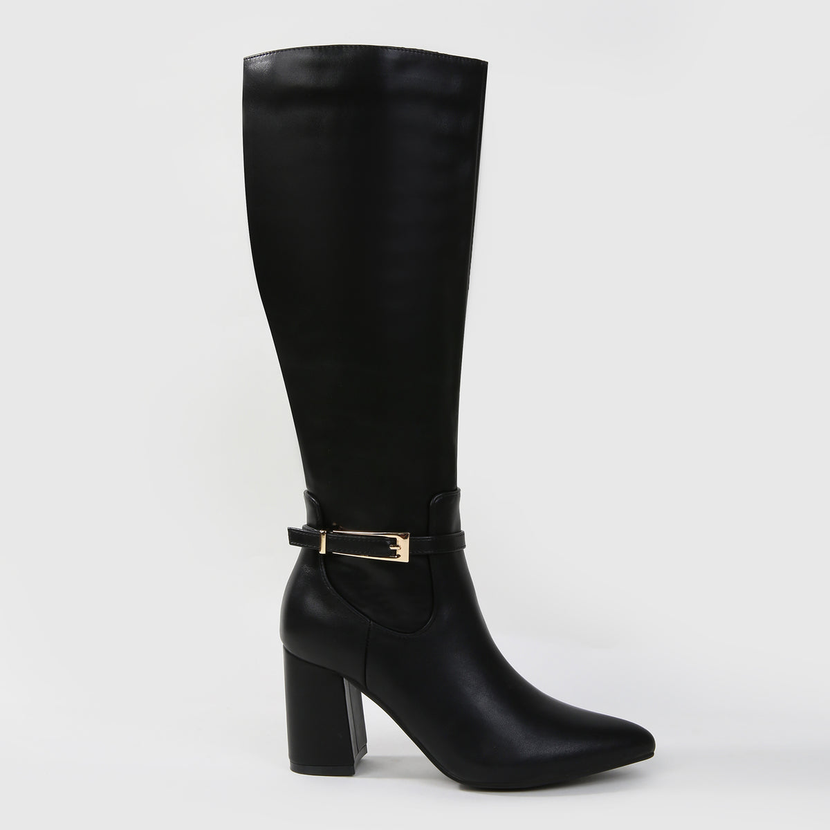 Mina Knee High Riding Boots with Buckle Accent