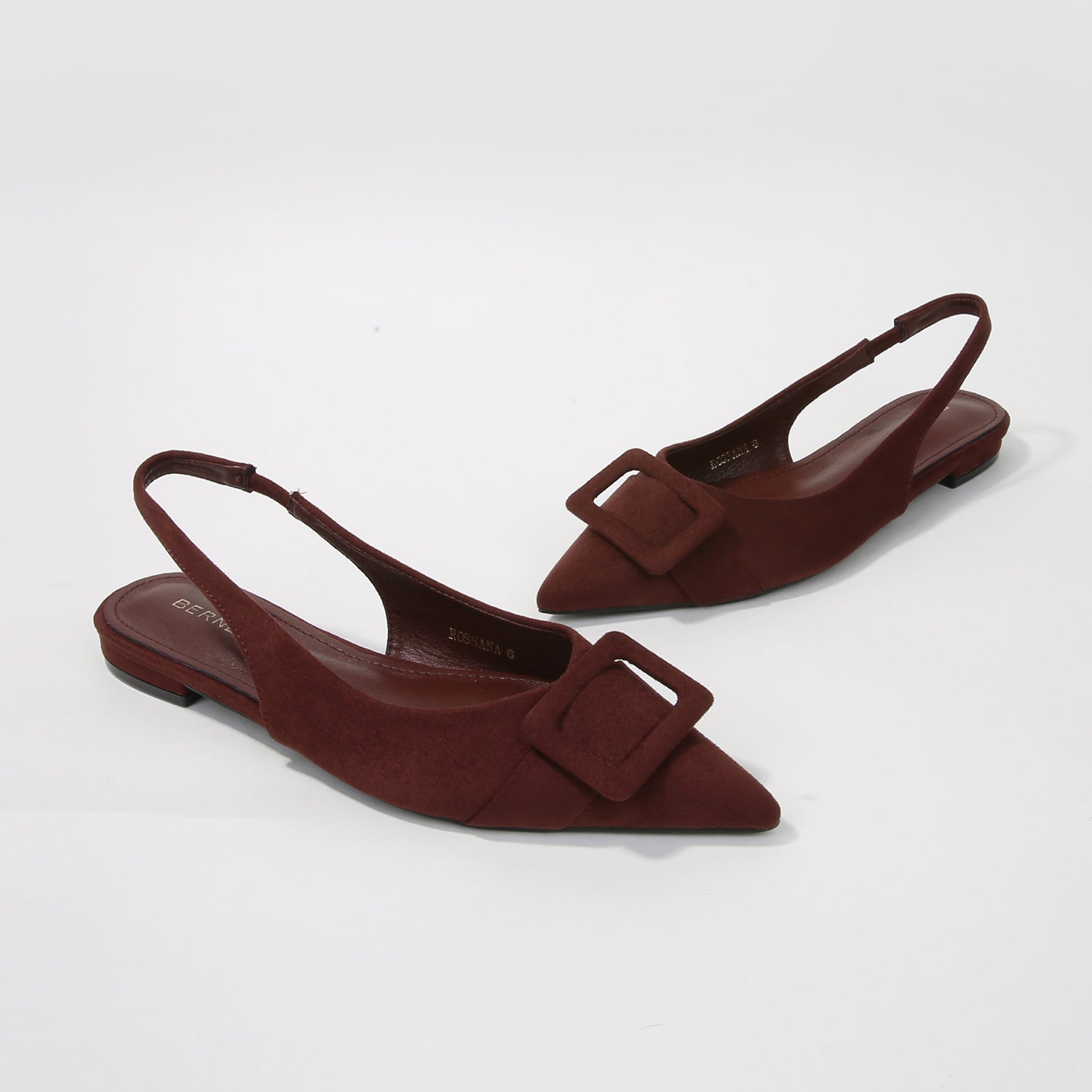 Rossana Suede Slingback Flats with Oversized Suede Buckle
