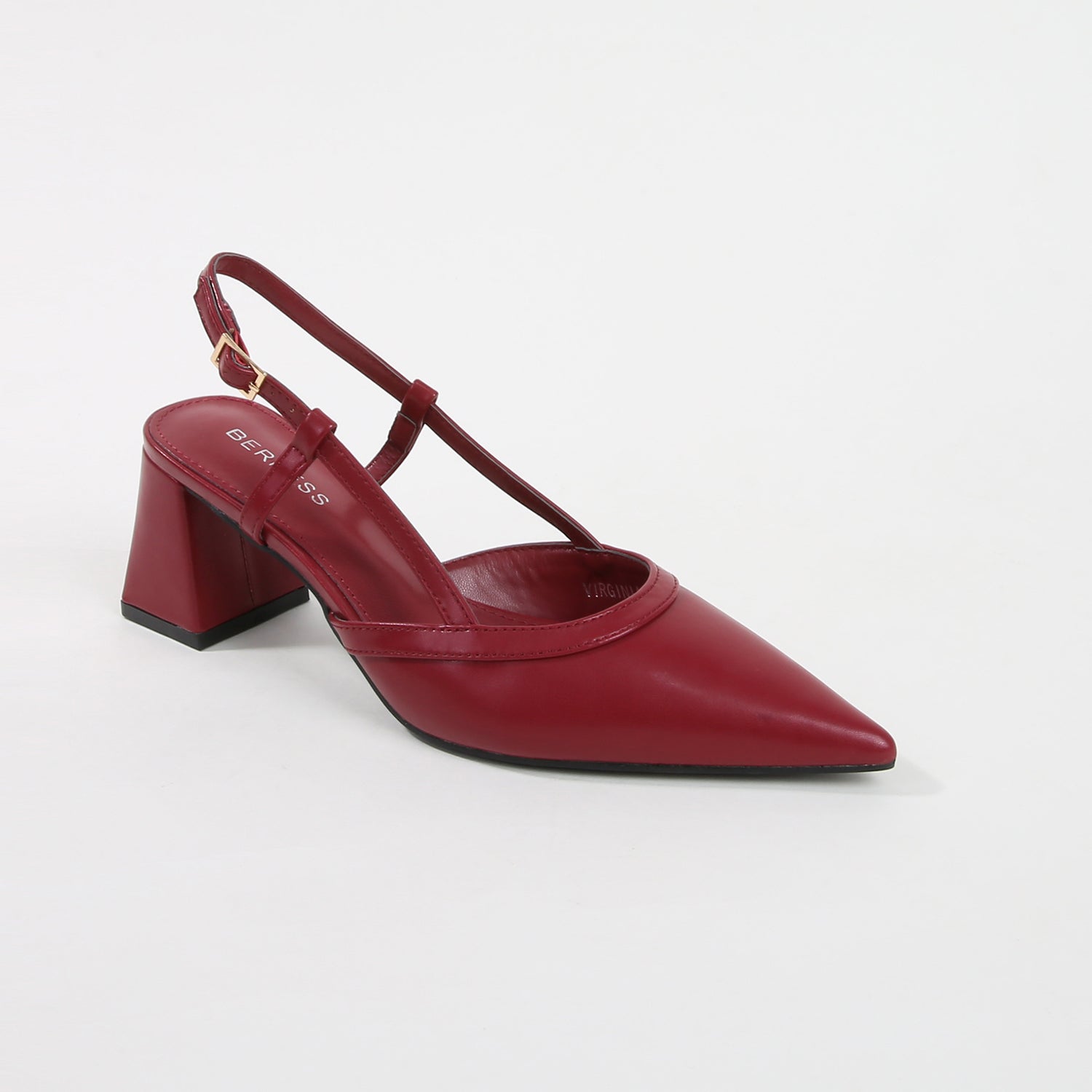 Virginia Wine Red T-Strap Faux Leather Slingbacks