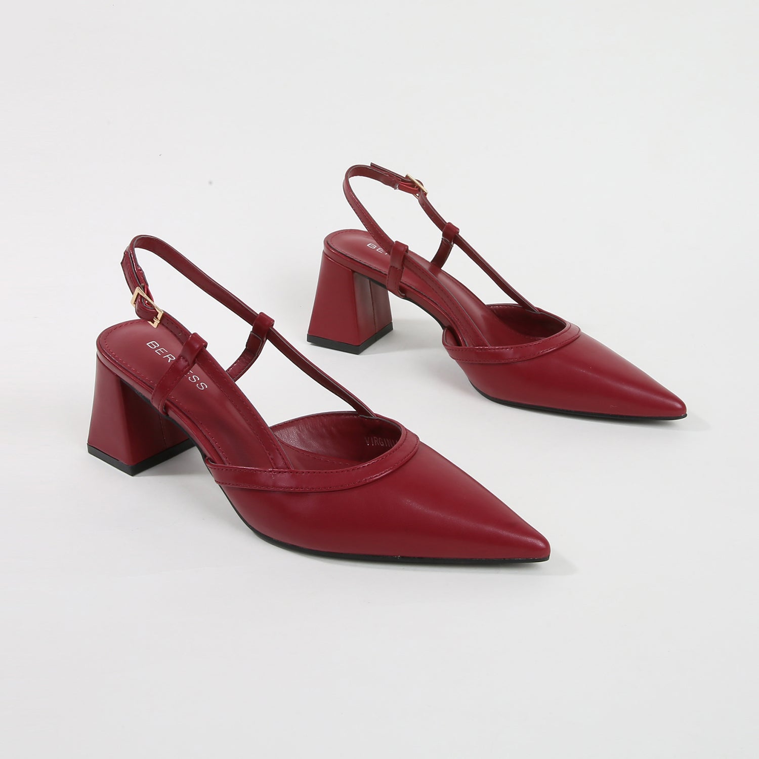 Virginia Wine Red T-Strap Faux Leather Slingbacks